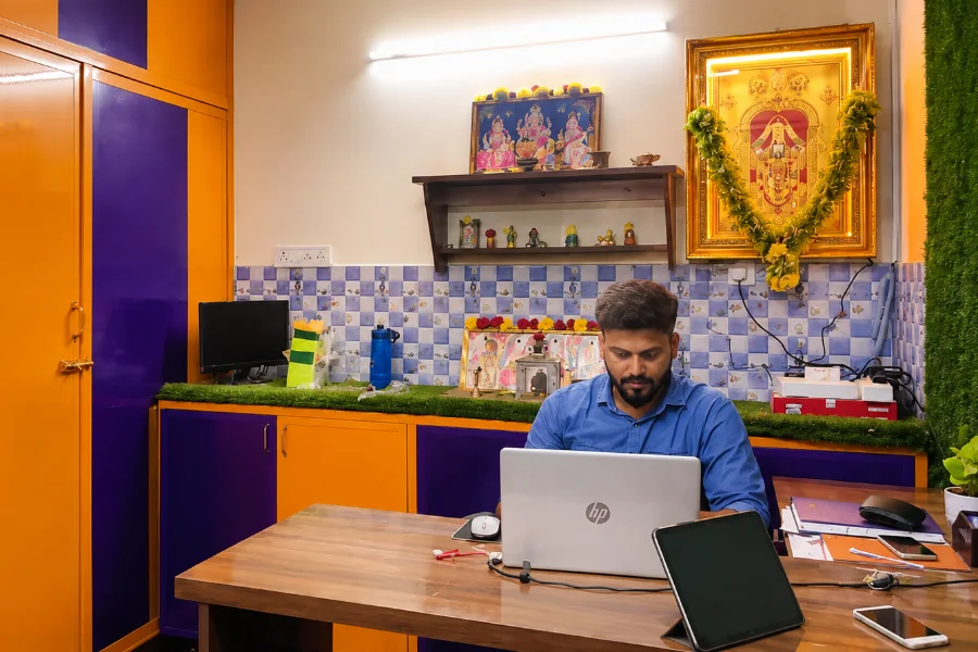 Client consultation at the B Perfect Services desk in Chromepet, Chennai